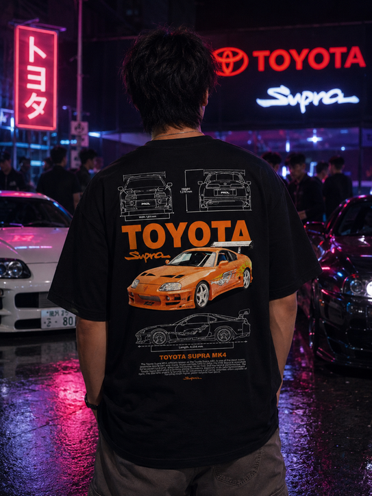 Polera negra Toyota Supra MK4